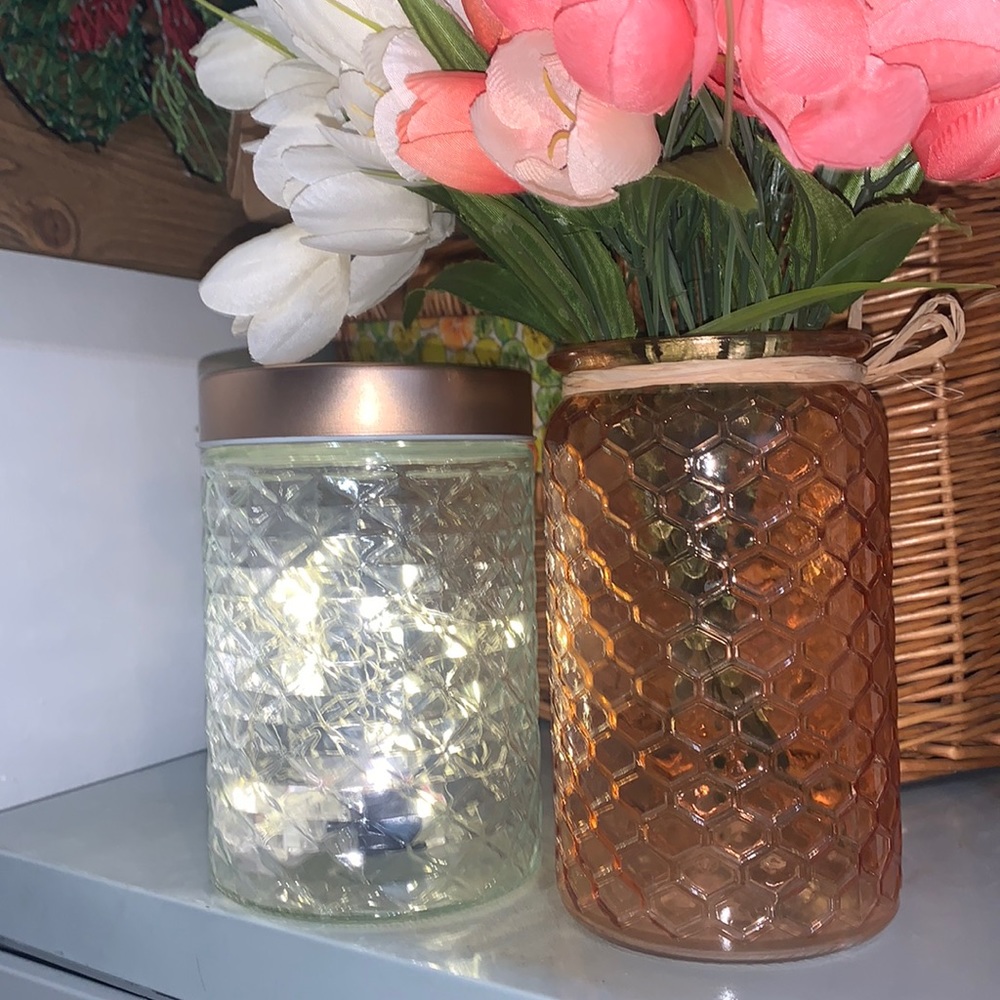 Glass jar with lid + light pack